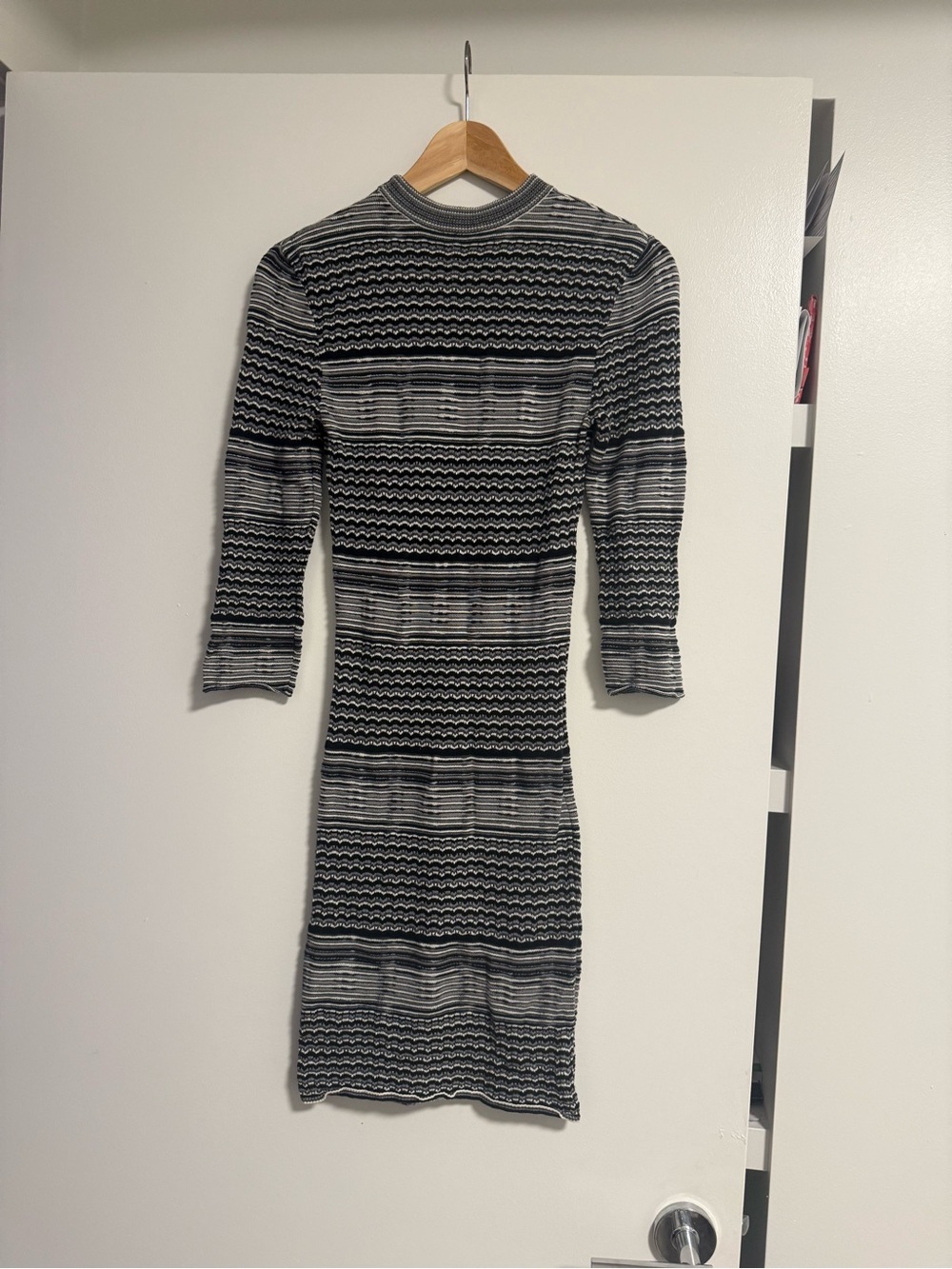 Free People Black & Gray Ribbed Midi Dress